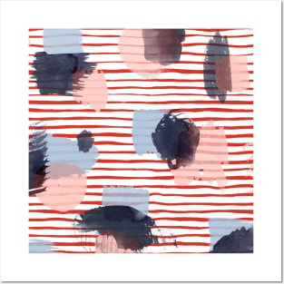 Pocket - Watercolor Stains Stripes Red Posters and Art